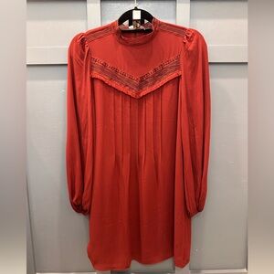 Ann Taylor Rich Red Lace Detail Dress